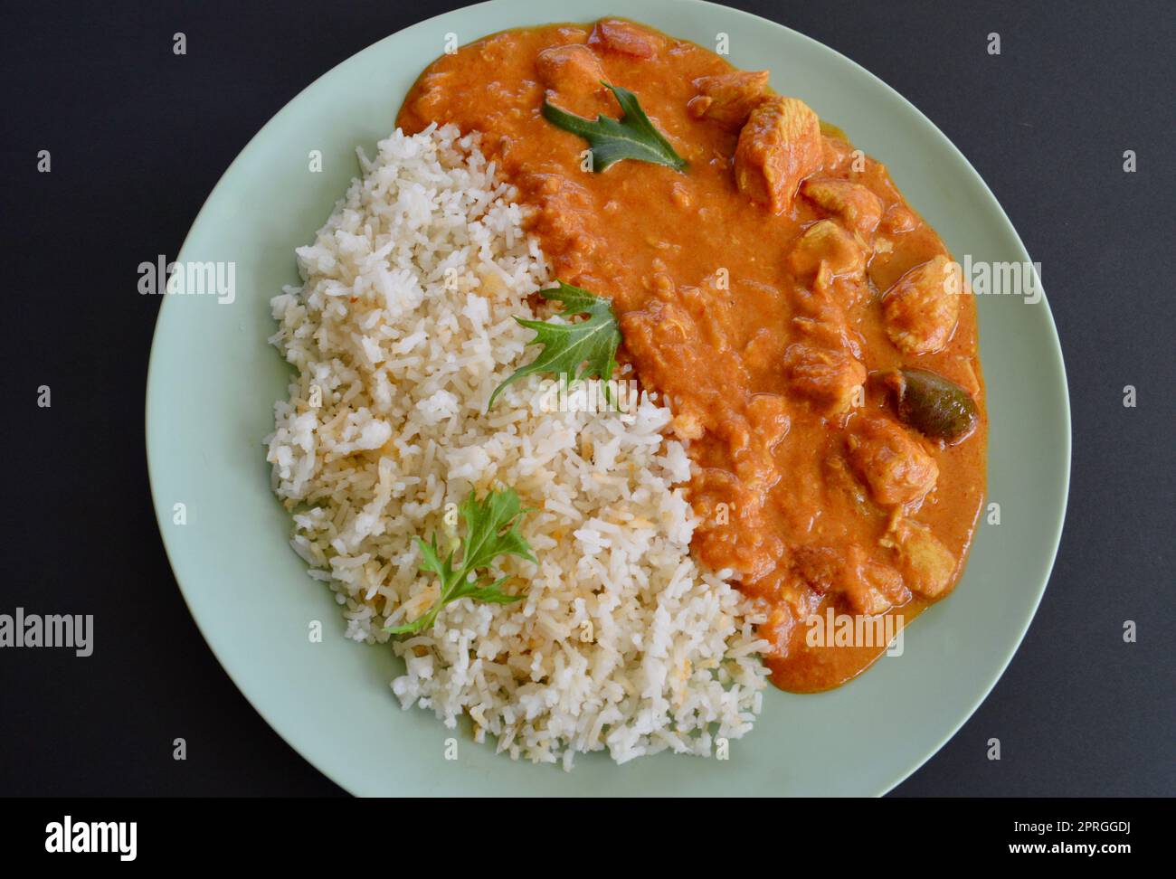 Tikka masala di pollo e riso Foto Stock