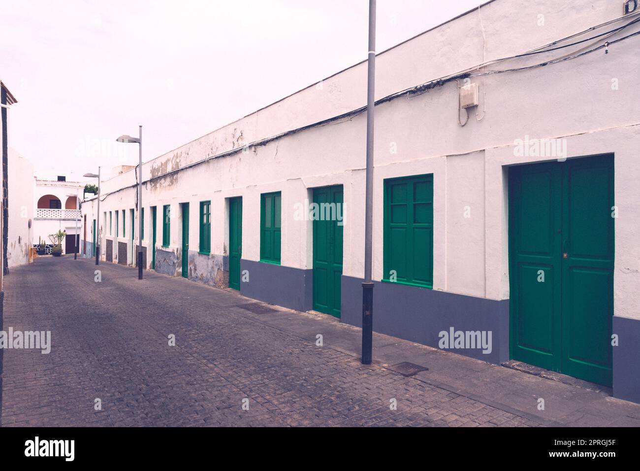 Antiche strade della parte centrale della città. Arrecife. Lanzarote. Isole Canarie. Spagna. Tonalità vintage, stilizzazione. Foto Stock
