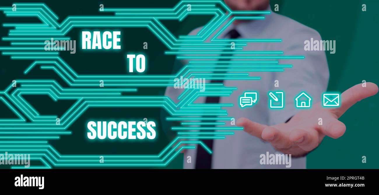 Scrittura a mano segno Race to Success. Concorso fotografico concettuale per un buon sviluppo aziendale di successo Foto Stock