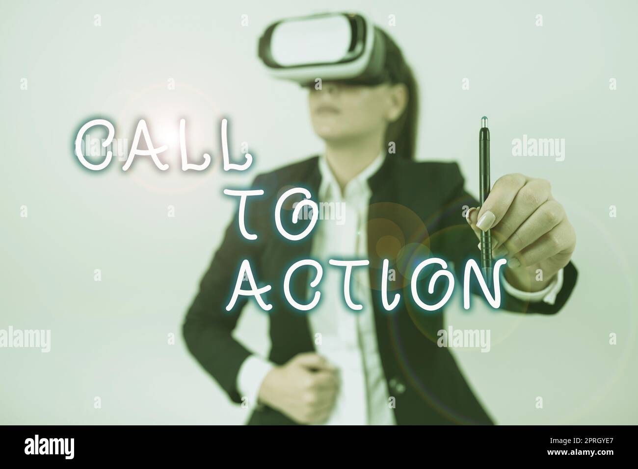 Scrittura di testo Call to Action. Approccio aziendale incoraggiare il passaggio decisionale per far progredire la strategia di successo Foto Stock