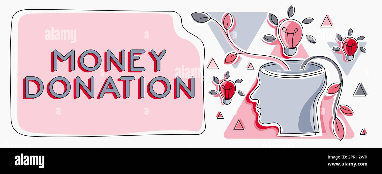 Cartello di testo che mostra la donazione di denaro, Panoramica aziendale un aiuto di beneficenza in forma di denaro offerto a un'associazione Foto Stock
