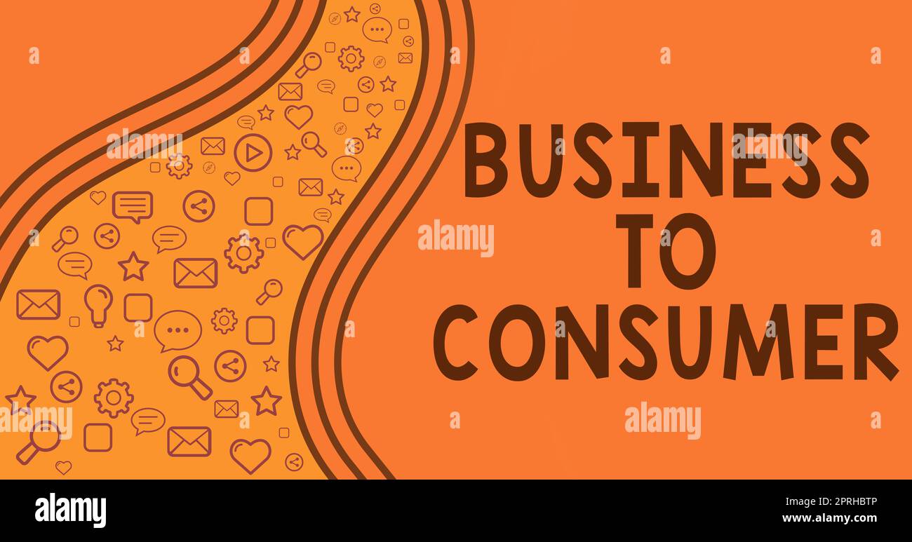 Scrittura a mano di testo Business to Consumer, Word scritto su transazione diretta tra una società e gli utenti finali Foto Stock