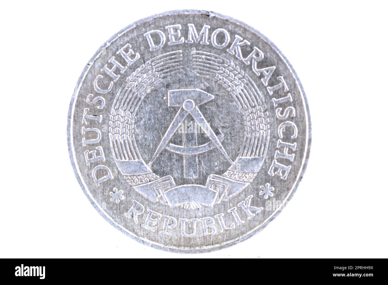 Moneta della Repubblica Democratica tedesca che vale un segno, avversione Foto Stock