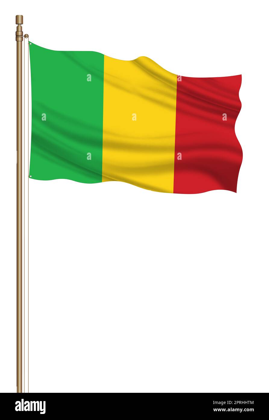 Bandiera 3D del Mali su un pilastro Foto Stock