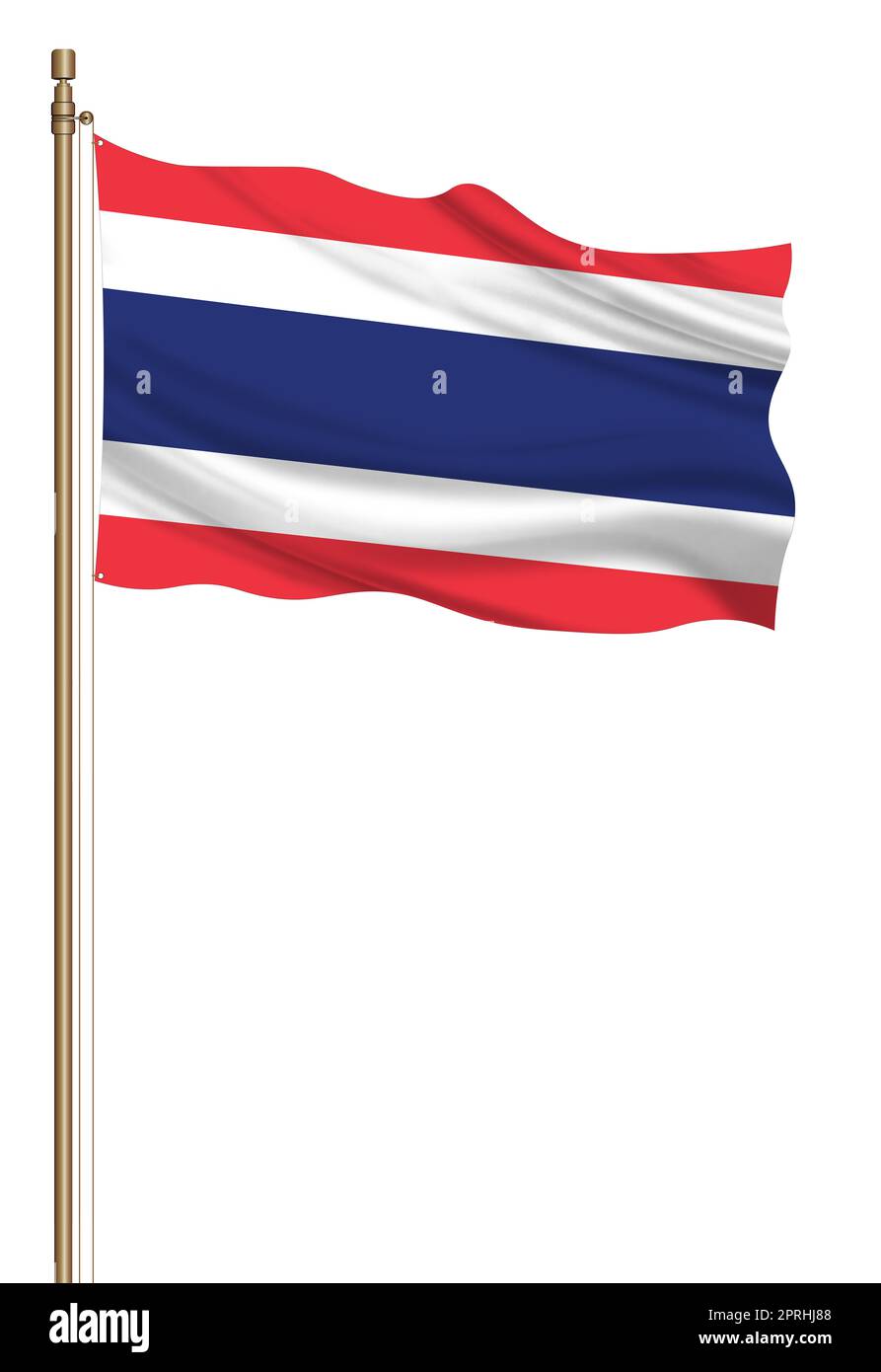 Bandiera 3D della Thailandia su un pilastro Foto Stock