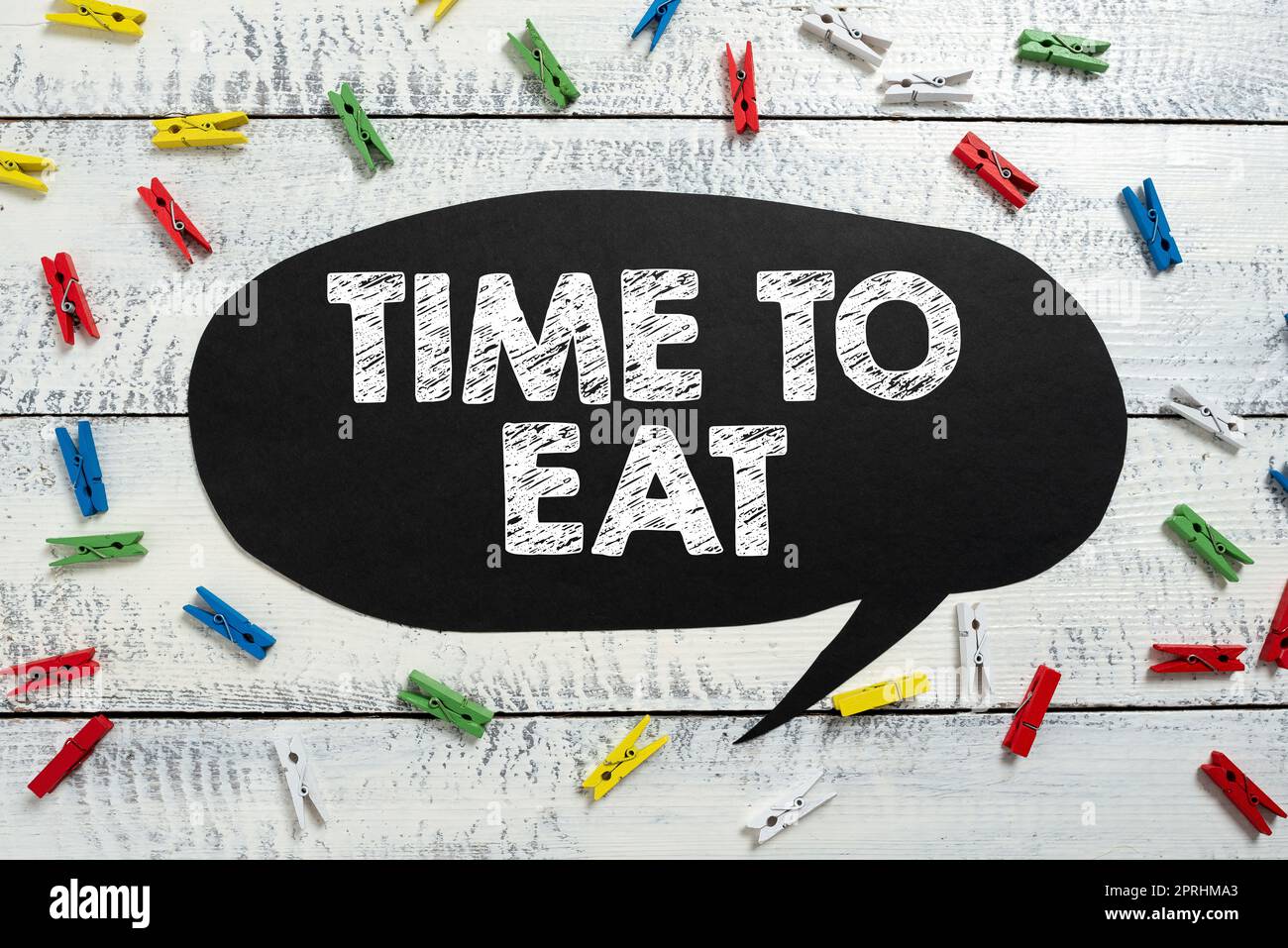 Tempo concettuale di visualizzazione per mangiare. Panoramica aziendale momento giusto per gustare un pasto pranzo cena buon cibo fame Foto Stock