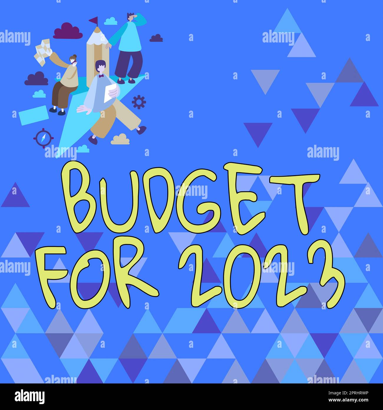 Segno di testo indicante il bilancio per il 2023An previsioni scritte delle entrate e delle spese per il 2023. Approccio aziendale stime scritte delle entrate e delle spese per il 2023 Foto Stock