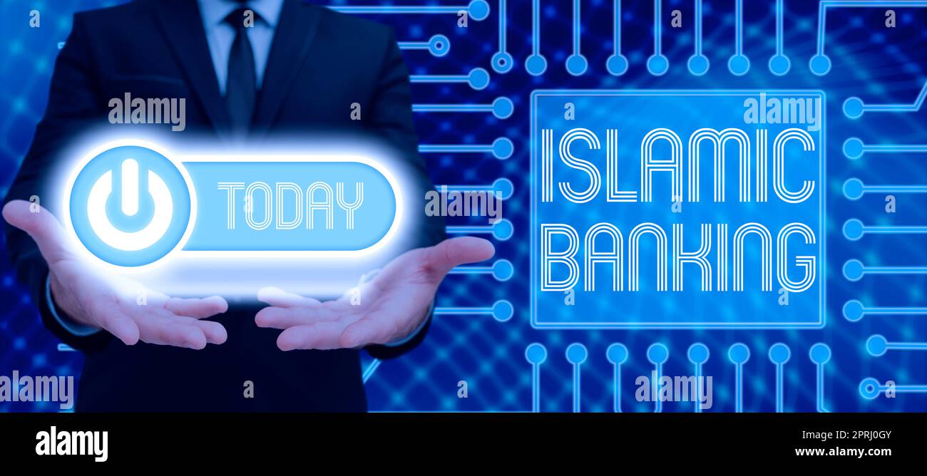 Didascalia concettuale sistema bancario islamico basato sui principi della legge islamica. Parola per sistema bancario basato sui principi della legge islamica Foto Stock