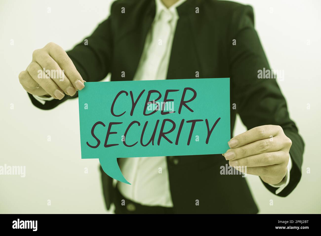 Cartello che mostra sicurezza informatica, vetrina aziendale Pianificazione contingenza previsione di un disastro o incidente Businesswoman Holding Speech Bubble con Imp Foto Stock