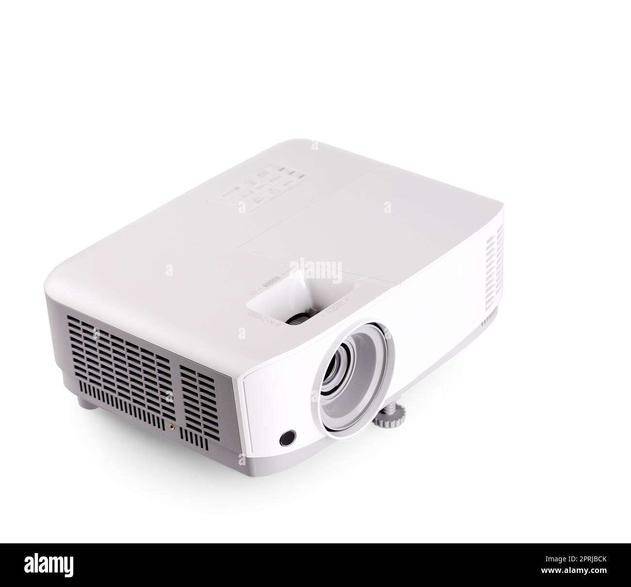 Bianco proiettore multimediale isolato su sfondo bianco Foto Stock