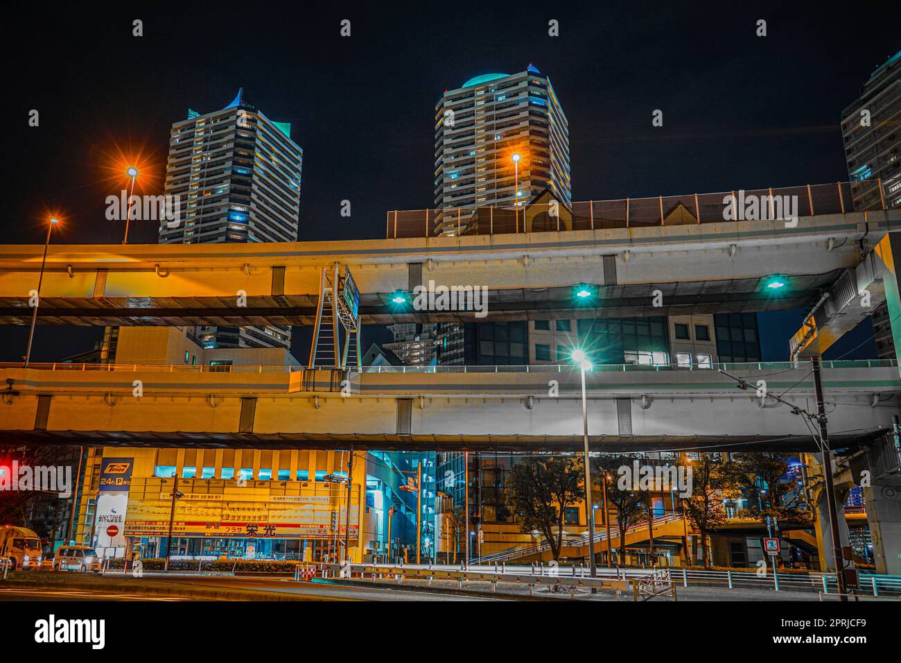 Di Kanagawa-ku, Yokohama-shi vista notturna Foto Stock