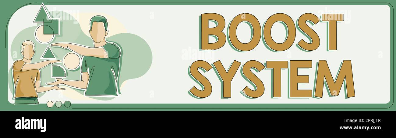 Segno che mostra Boost System, concetto che significa ringiovanire aggiornamento rafforzare essere più sani approccio olistico Foto Stock