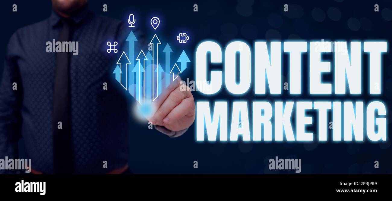 Scrittura visualizzazione testo Content MarketingInvolve la creazione e la condivisione di materiale online, Word for implica la creazione e la condivisione di ma online Foto Stock