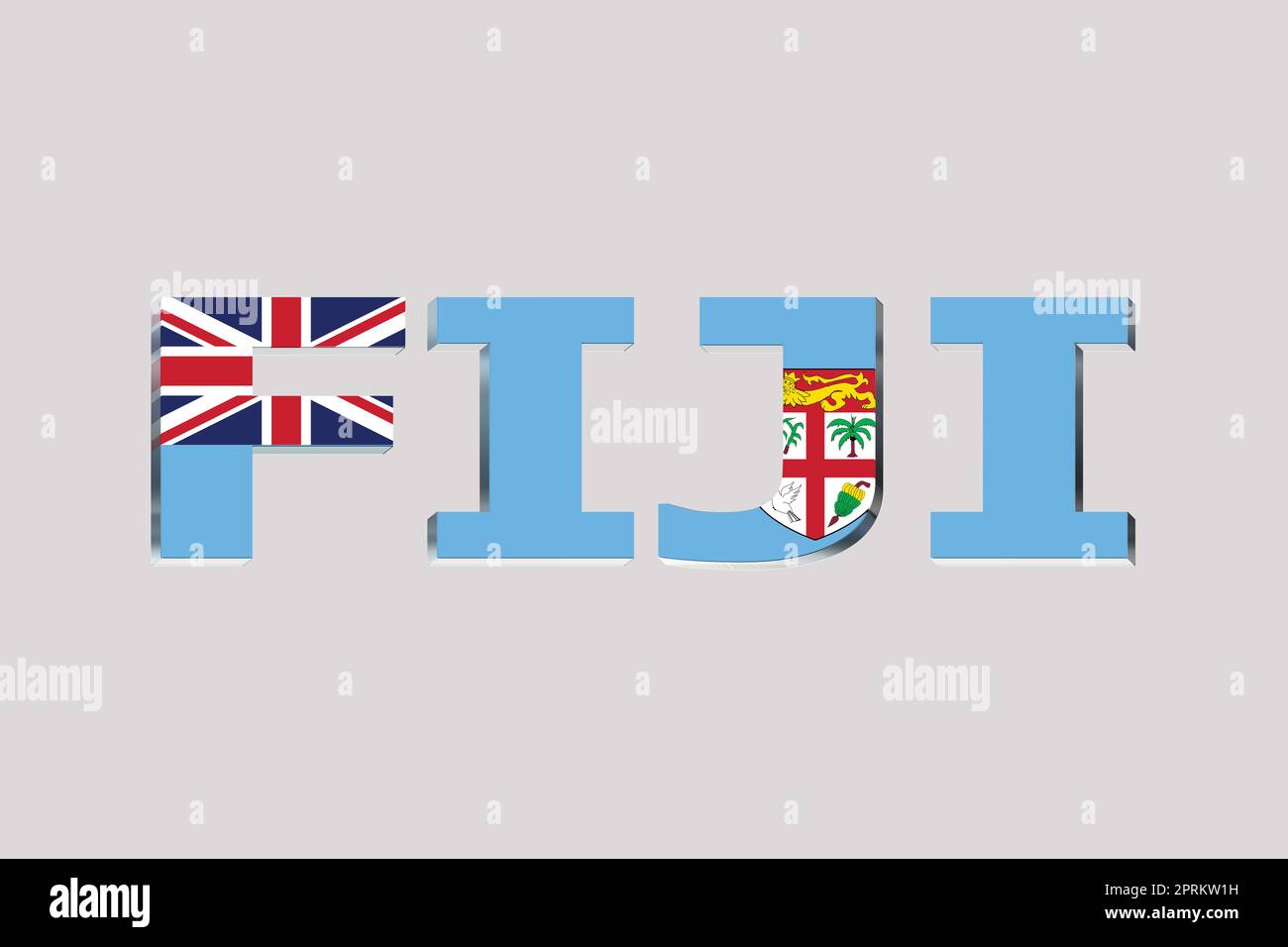 3D Bandiera delle Figi su uno sfondo di testo. Foto Stock