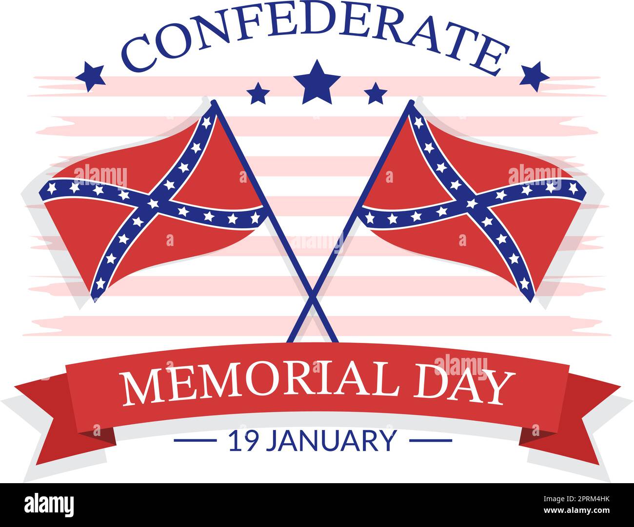 Modello Confederate Memorial Day modello realizzato a mano Cartoon Flat Illustrazione per i servizi di commemorazione dell'America con Flag Design Illustrazione Vettoriale