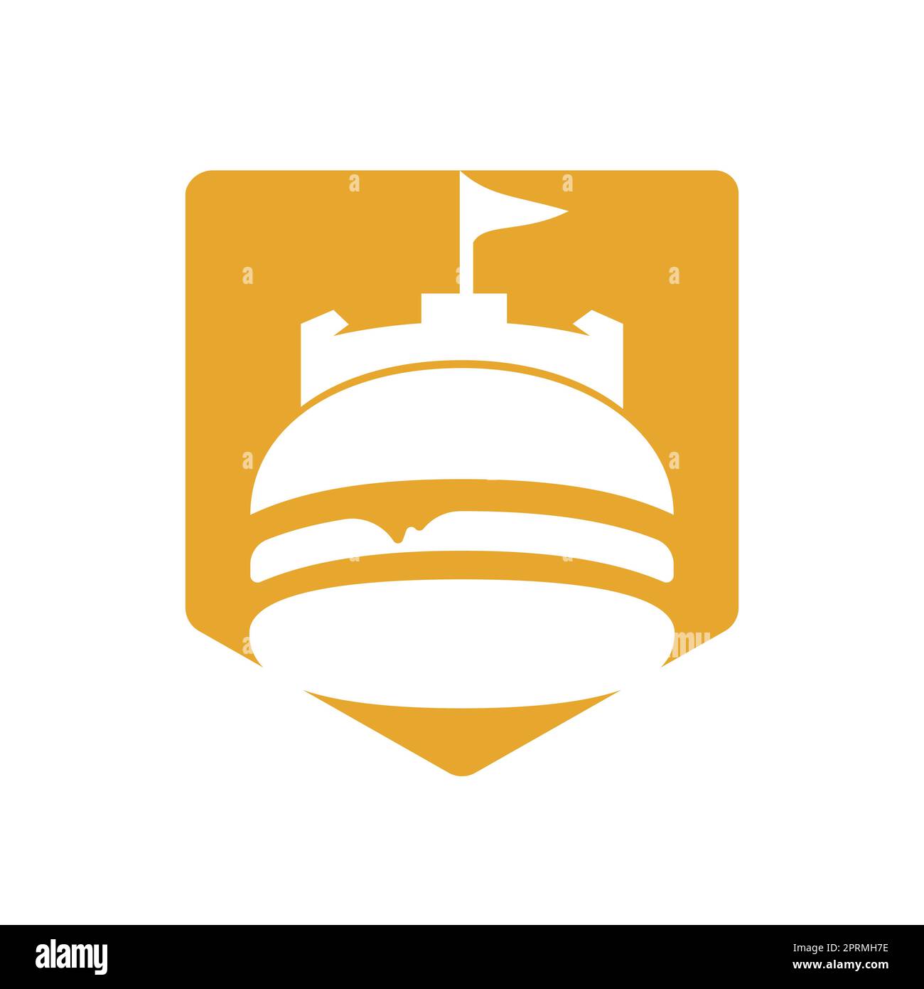 Burger castello vettore logo design. Logo Fort Burgher. Illustrazione Vettoriale