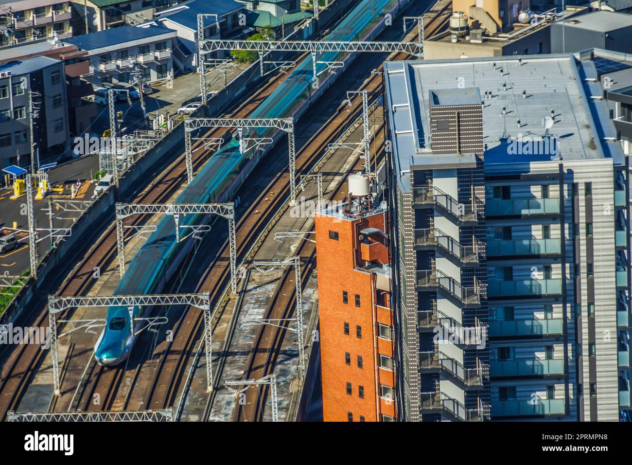 Strade di Sendai, Prefettura di Miyagi e il Tohoku Shinkansen Foto Stock