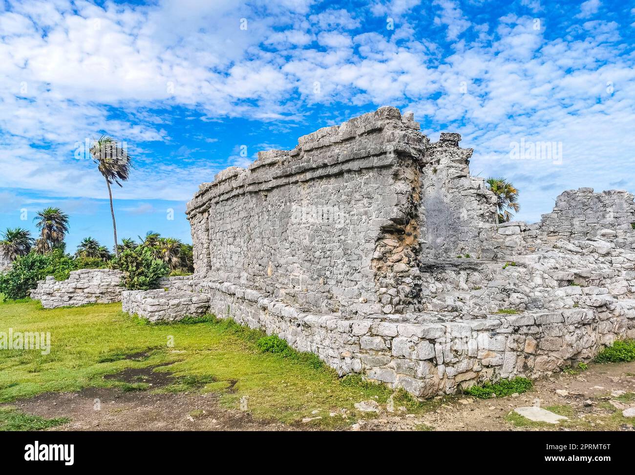 Antiche rovine di Tulum sito maya tempio piramidi artefatti seascape Messico. Foto Stock