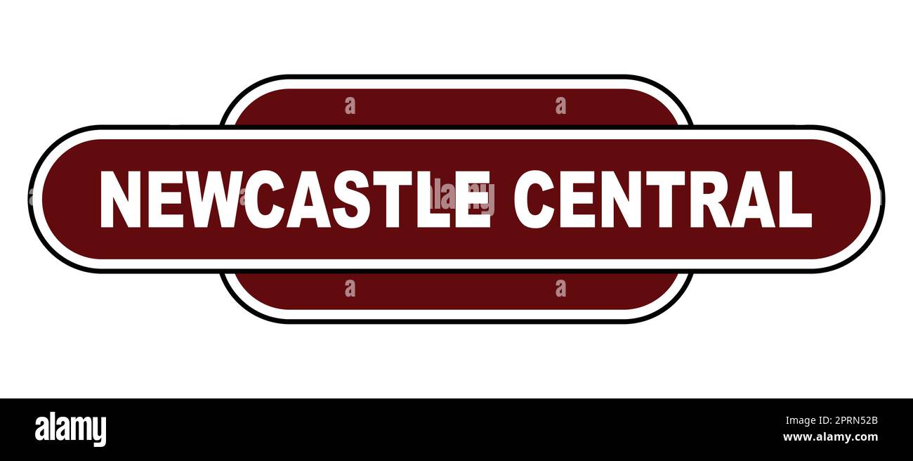 Cartello con il nome della stazione centrale di Newcastle Illustrazione Vettoriale