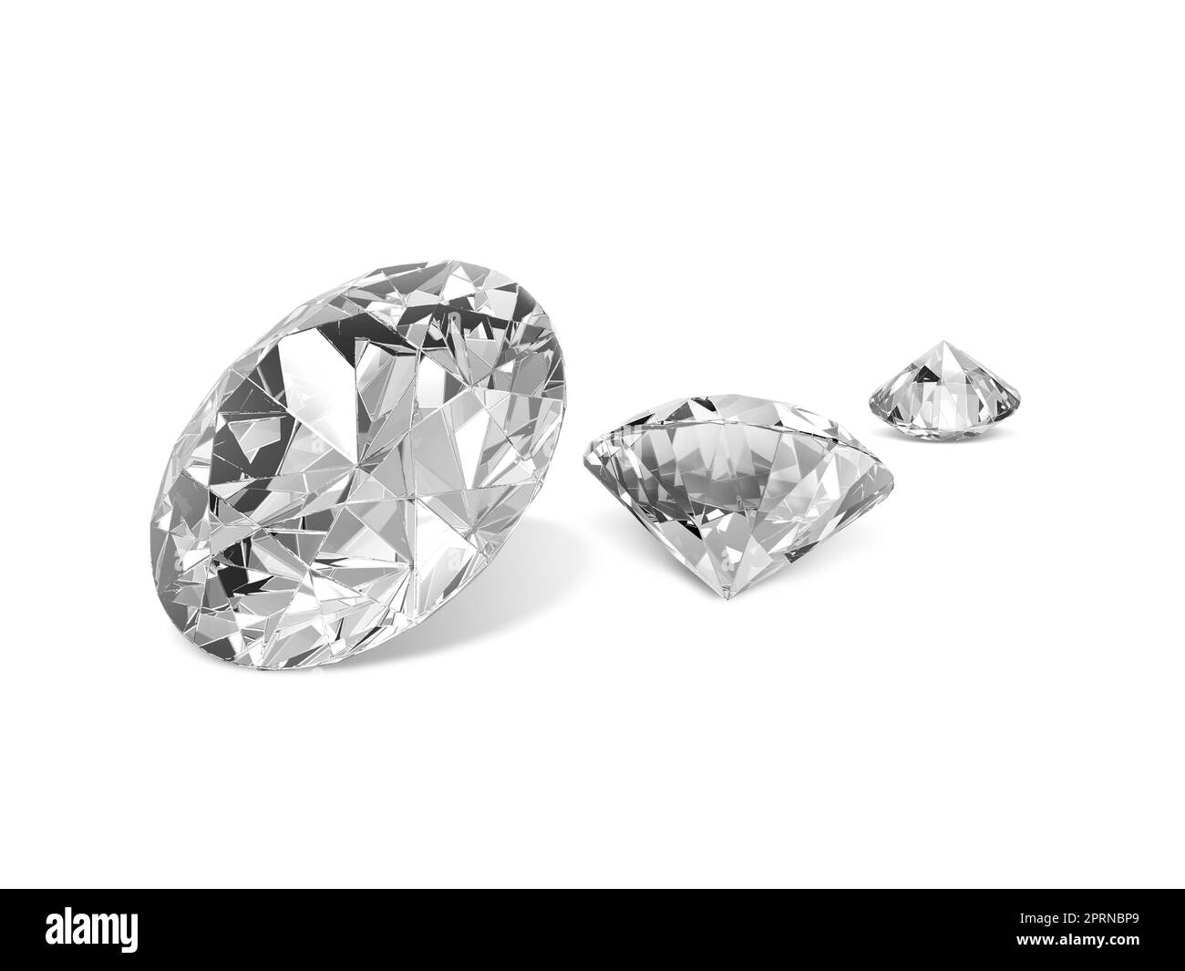 brillanti diamanti su sfondo bianco. rendering 3d Foto Stock