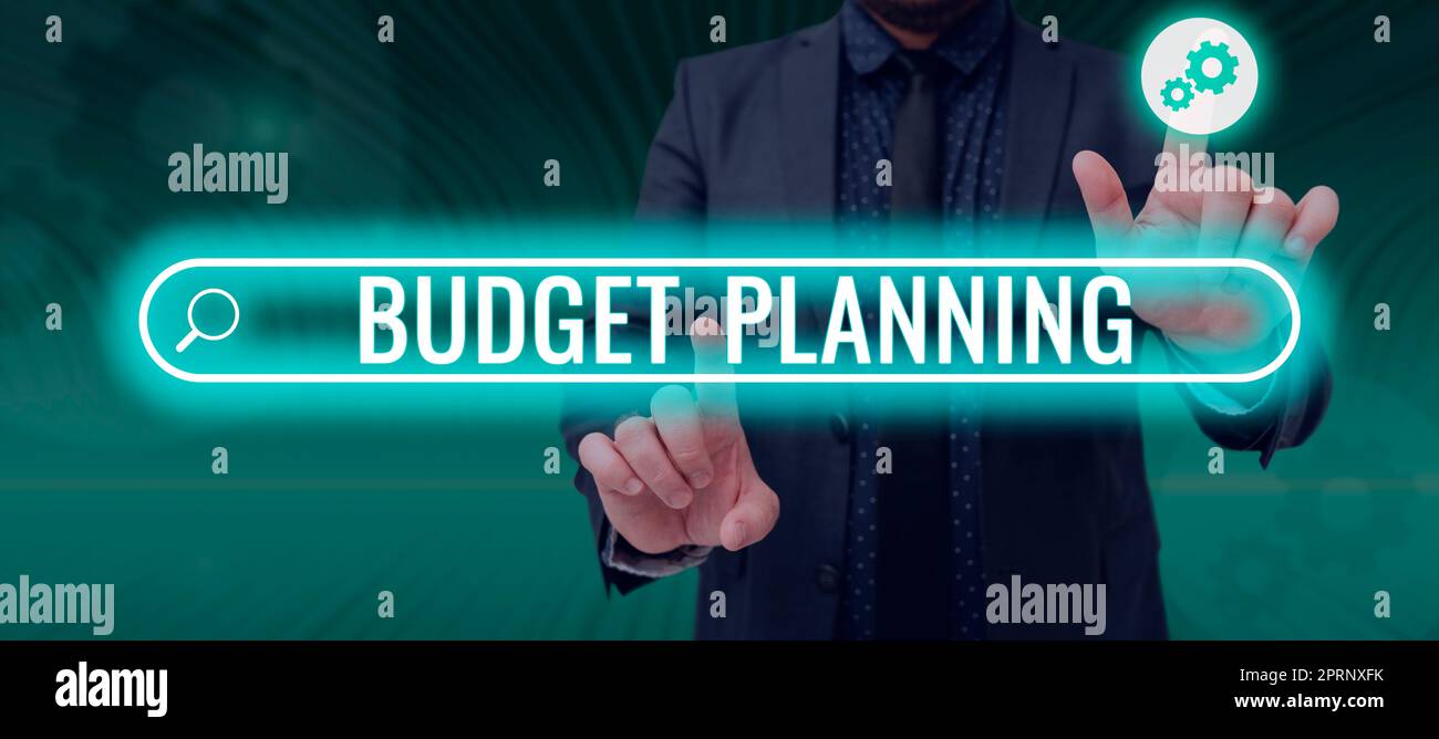 Didascalia di testo che presenta la pianificazione del budget la descrizione scritta delle spese correnti e future. Approccio aziendale la descrizione scritta delle spese correnti e future Foto Stock