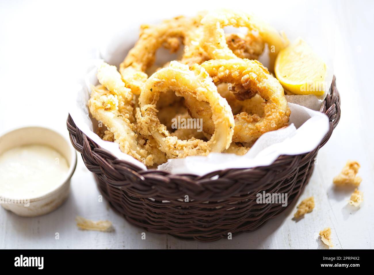 calamari fritti italiani d'oro Foto Stock