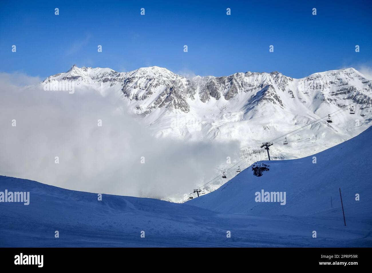 Piste da sci della Val cenis nelle alpi francesi Foto Stock