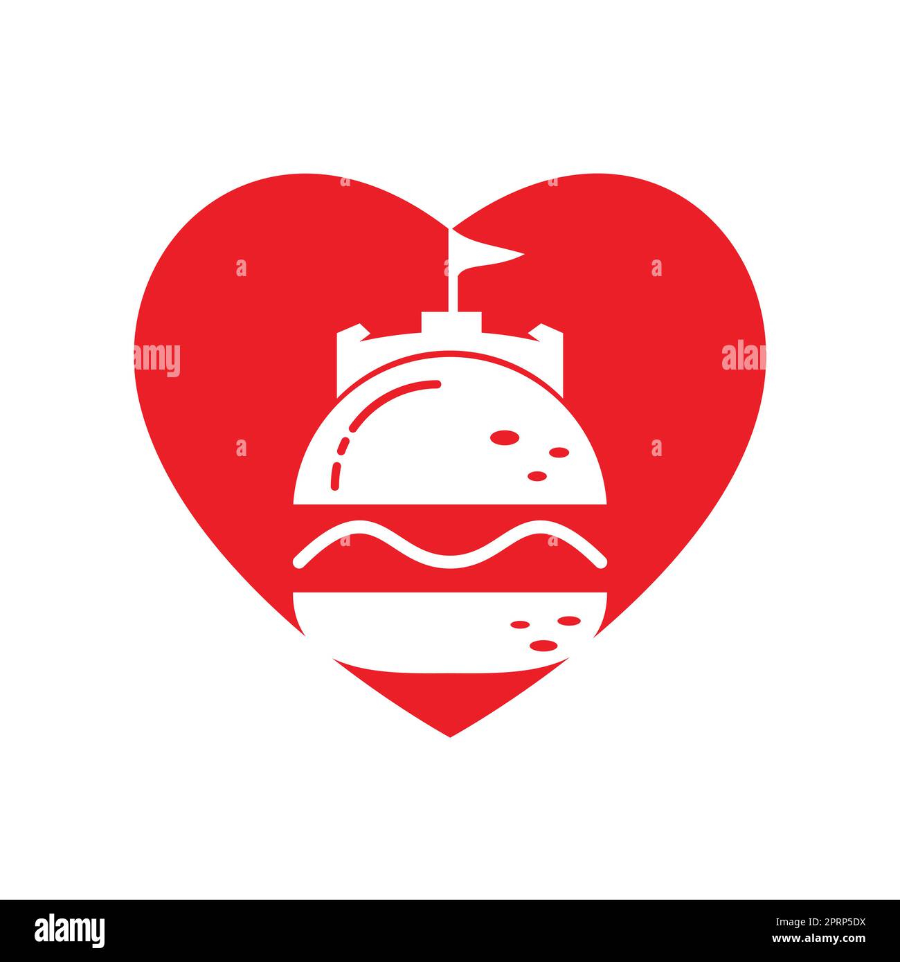 Burger castello vettore logo design. Logo Fort Burgher. Illustrazione Vettoriale