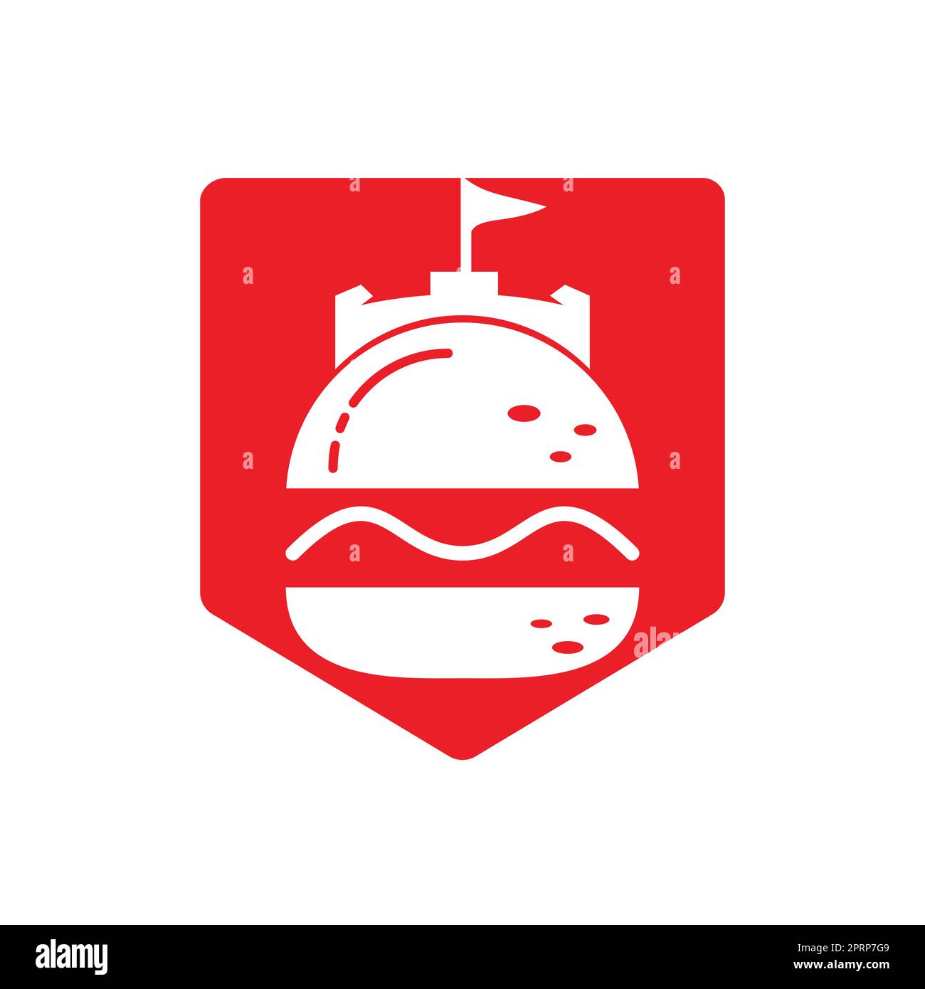 Burger castello vettore logo design. Logo Fort Burgher. Illustrazione Vettoriale