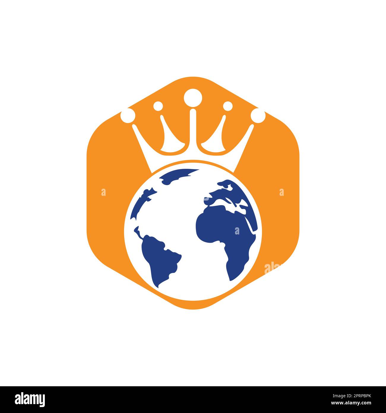 Logo King Planet Vector. Logo Globe King icona Design. Illustrazione Vettoriale