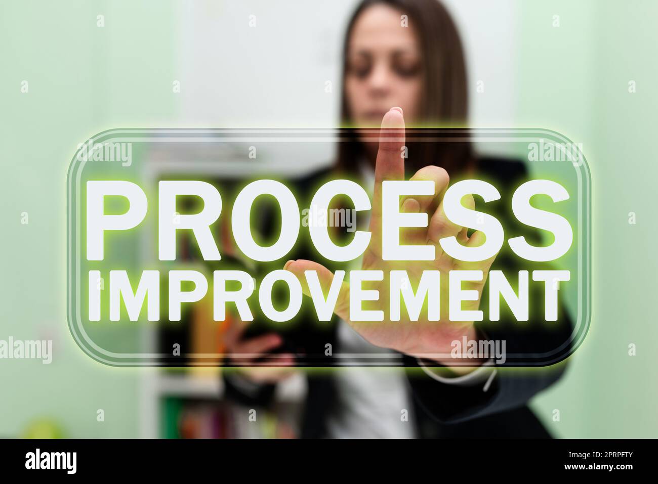 Firmare l'attività di visualizzazione di miglioramento del processo, idea di business di identificare sui corsi aziendali esistenti Foto Stock