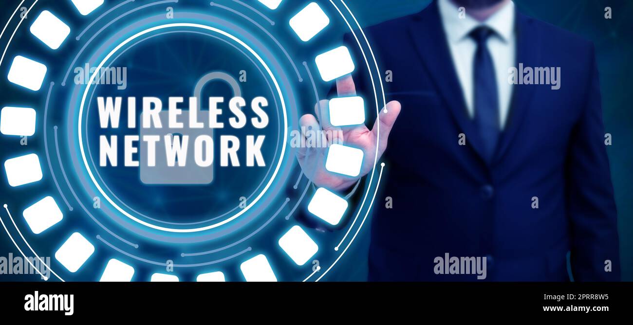 Segnale che mostra rete wireless, motivo non obiettivo del concetto aziendale che non può essere descritto in altro modo. Interruzione del blocco Writers, presentazione di Diffe Foto Stock