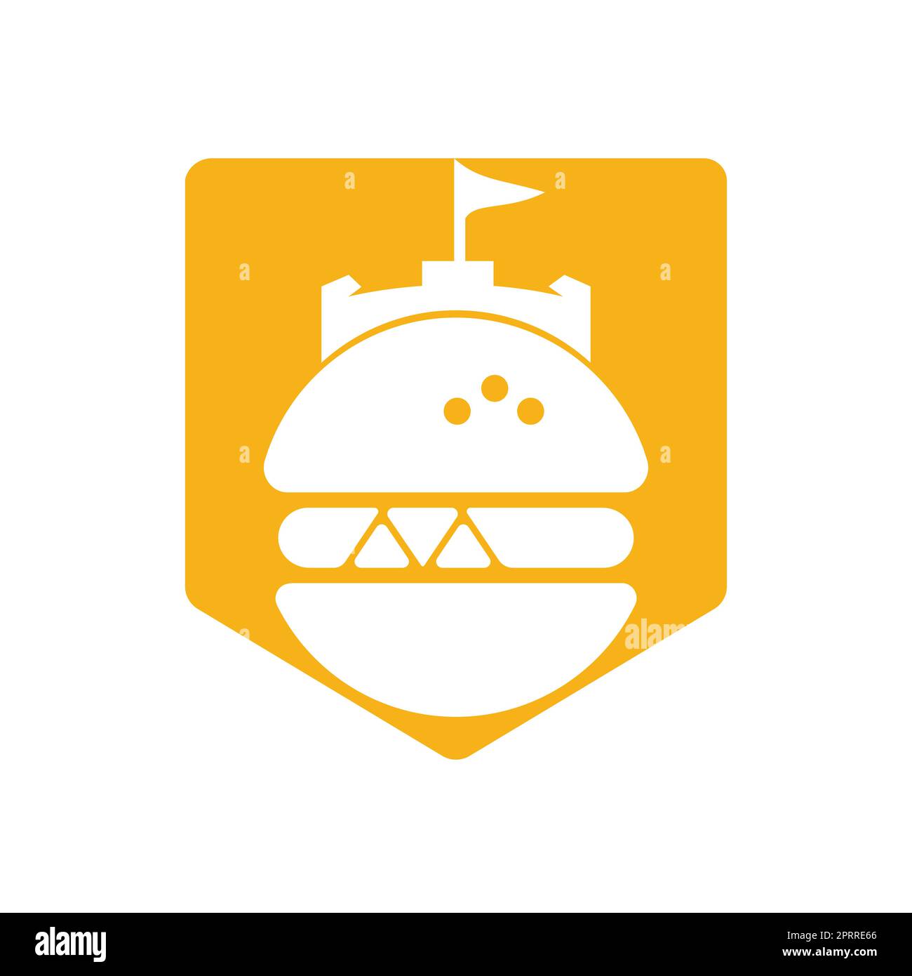 Burger castello vettore logo design. Logo Fort Burgher. Illustrazione Vettoriale