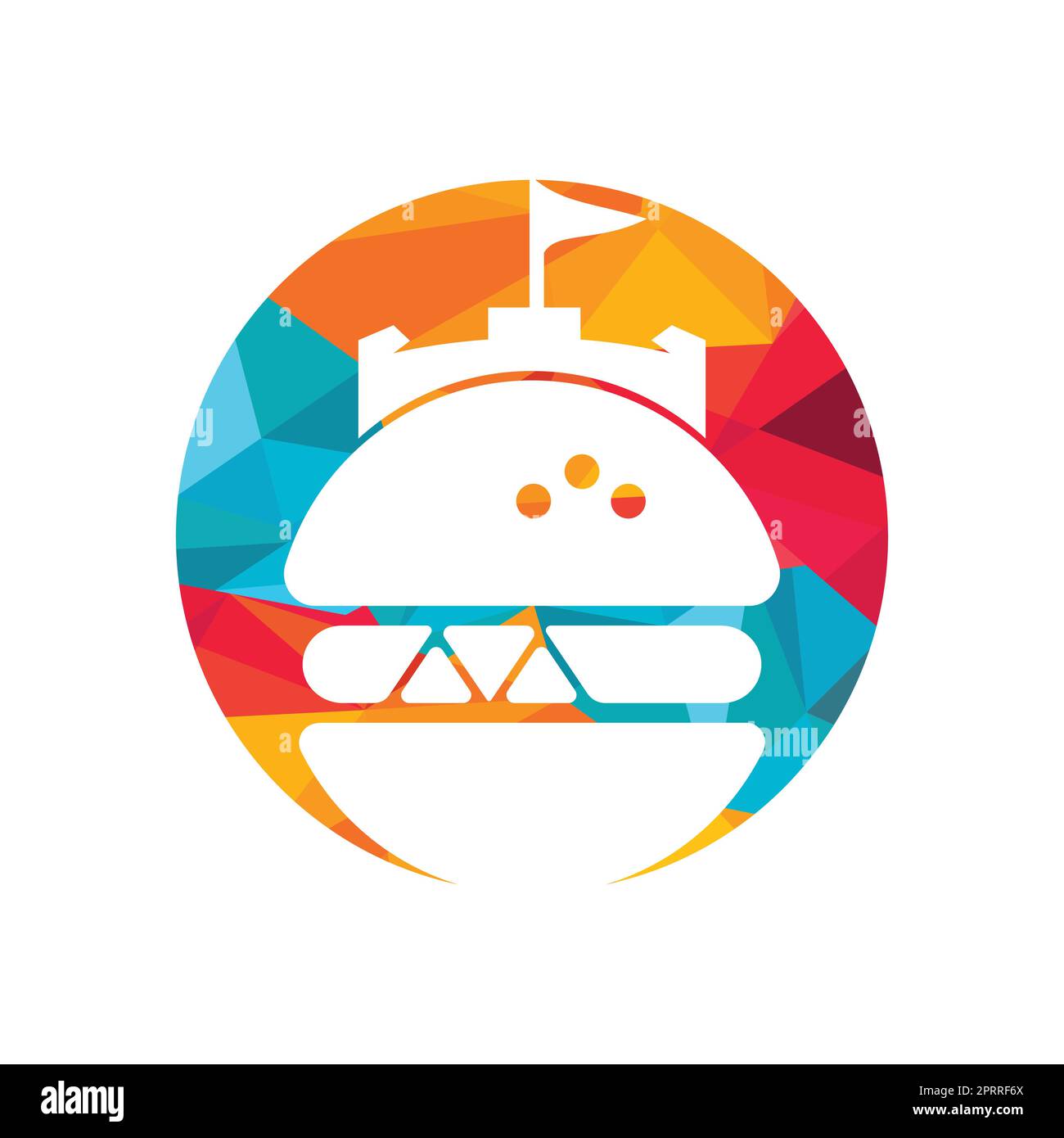 Burger castello vettore logo design. Logo Fort Burgher. Illustrazione Vettoriale