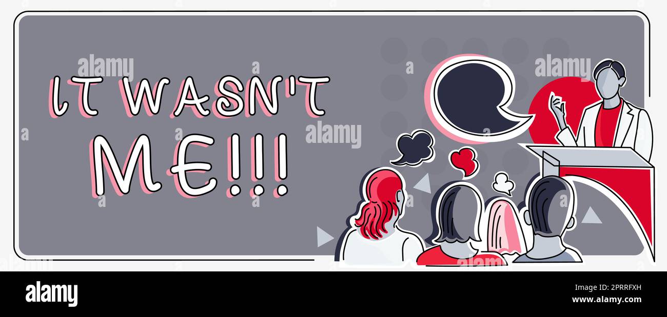 Il segno di testo che lo mostra non era MeDeny qualcosa per rifiutare di ammettere o accettare qualcosa. Il concetto di business nega qualcosa per rifiutare di ammettere o accettare qualcosa Foto Stock