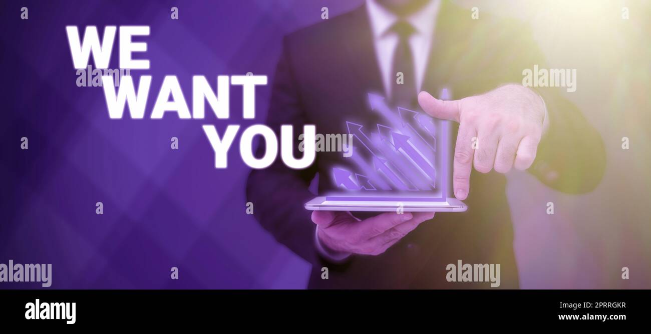Didascalia di testo Presentazione vogliamo che tu. Business Concept Company vuole assumere posti vacanti in cerca di talenti lavoro Foto Stock