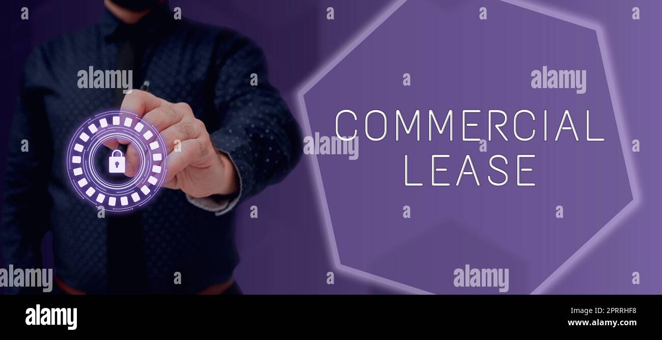 Scrittura a mano testo commerciale lascia a edifici o terreni destinati a generare un profitto. La vetrina aziendale si riferisce a edifici o terreni destinati a generare un profitto Foto Stock