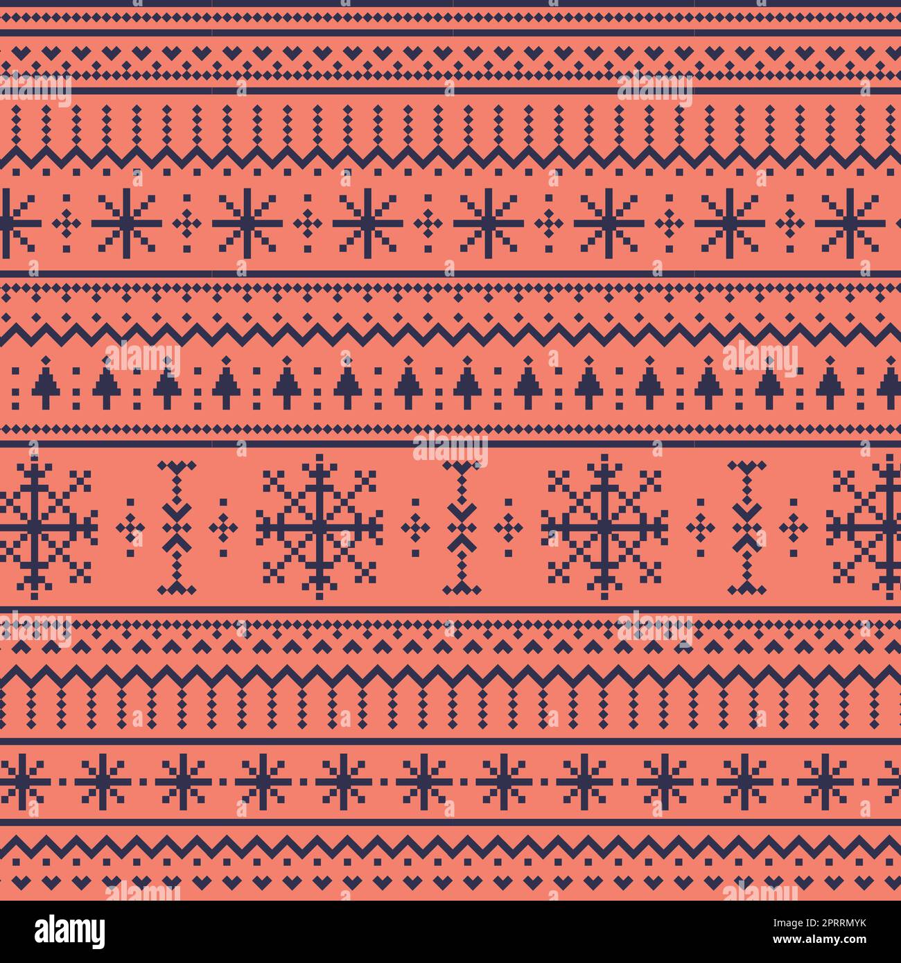 Sfondo panoramico rosso Natale con disegni e motivi delle vacanze - Vector Foto Stock