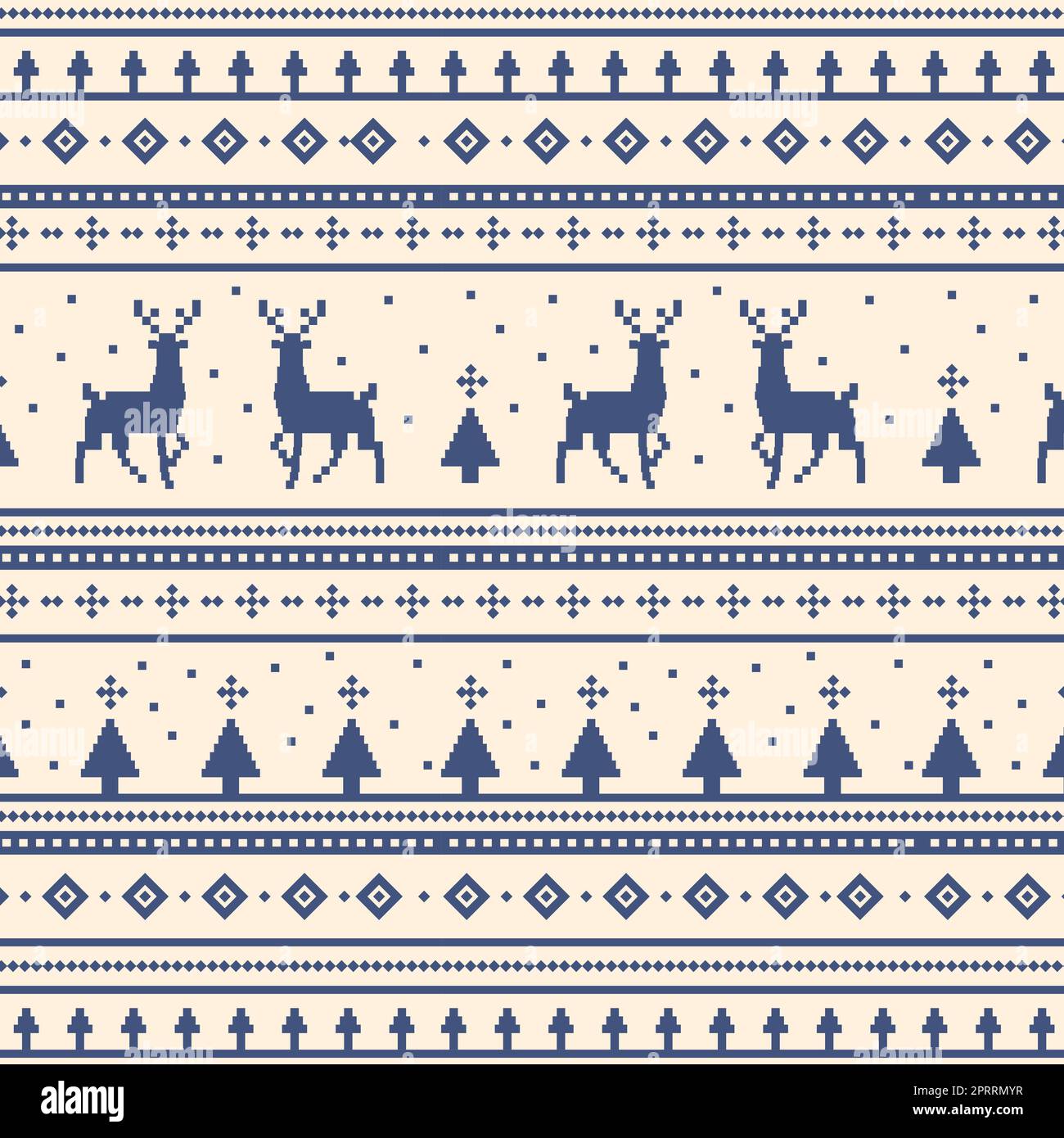 Luce di Natale sfondo panoramico con disegni di cervi e motivi delle vacanze - Vector Foto Stock