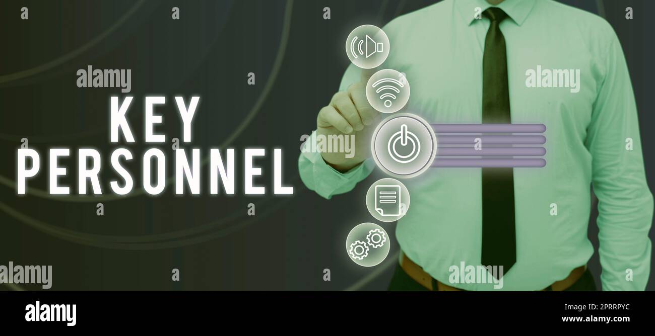Didascalia concettuale personale chiave. Direttori del programma di idea di affari Direttori principali del progetto dello sperimentatore Foto Stock