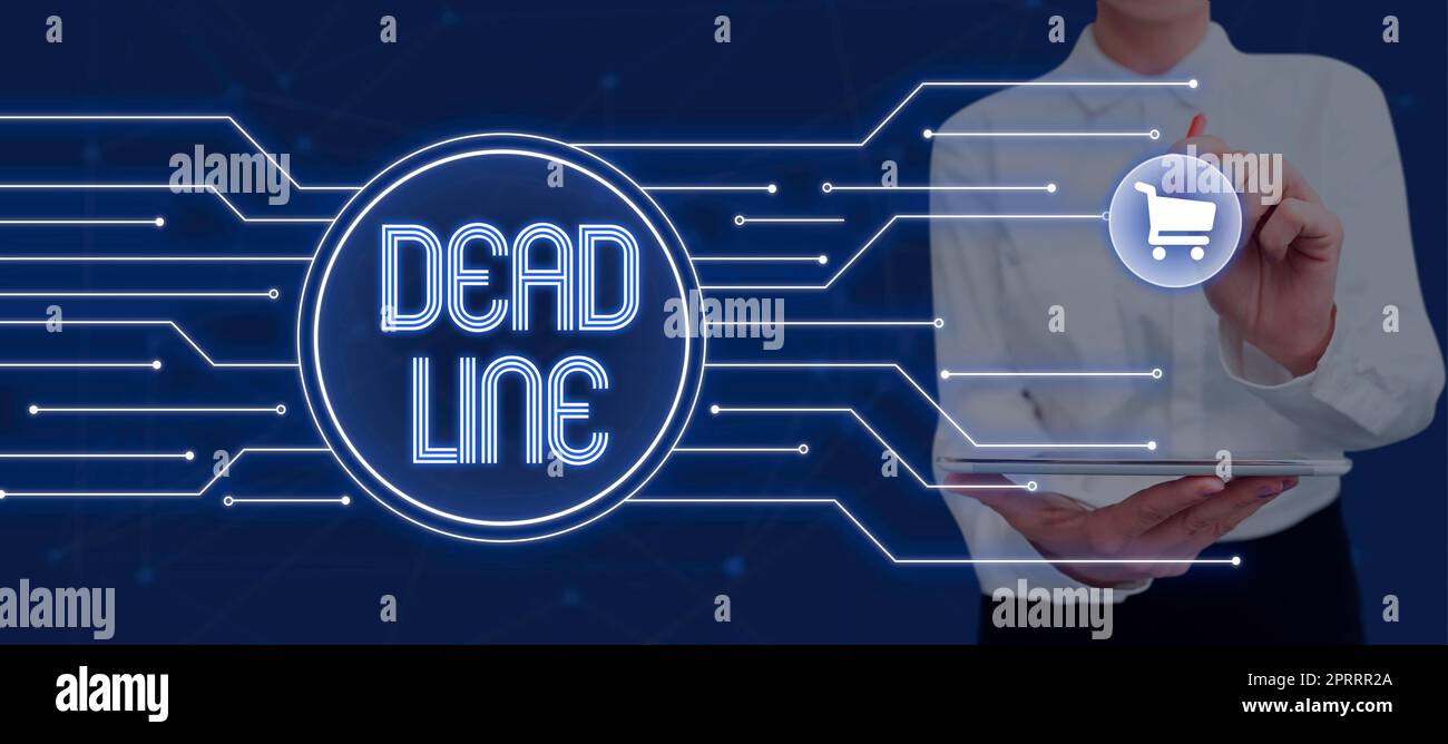 Scrittura a mano del testo Dead Line. Concetto che significa periodo di tempo entro il quale qualcosa deve essere finito o compiuto Foto Stock