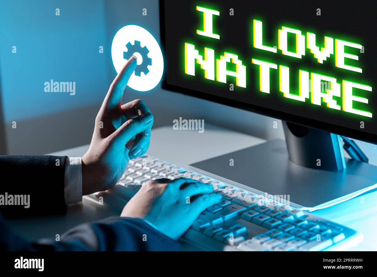 Ispirazione mostrando segno i Love Nature. Approccio aziendale Godetevi l'ambiente naturale ecosistema Preservation Protect Foto Stock