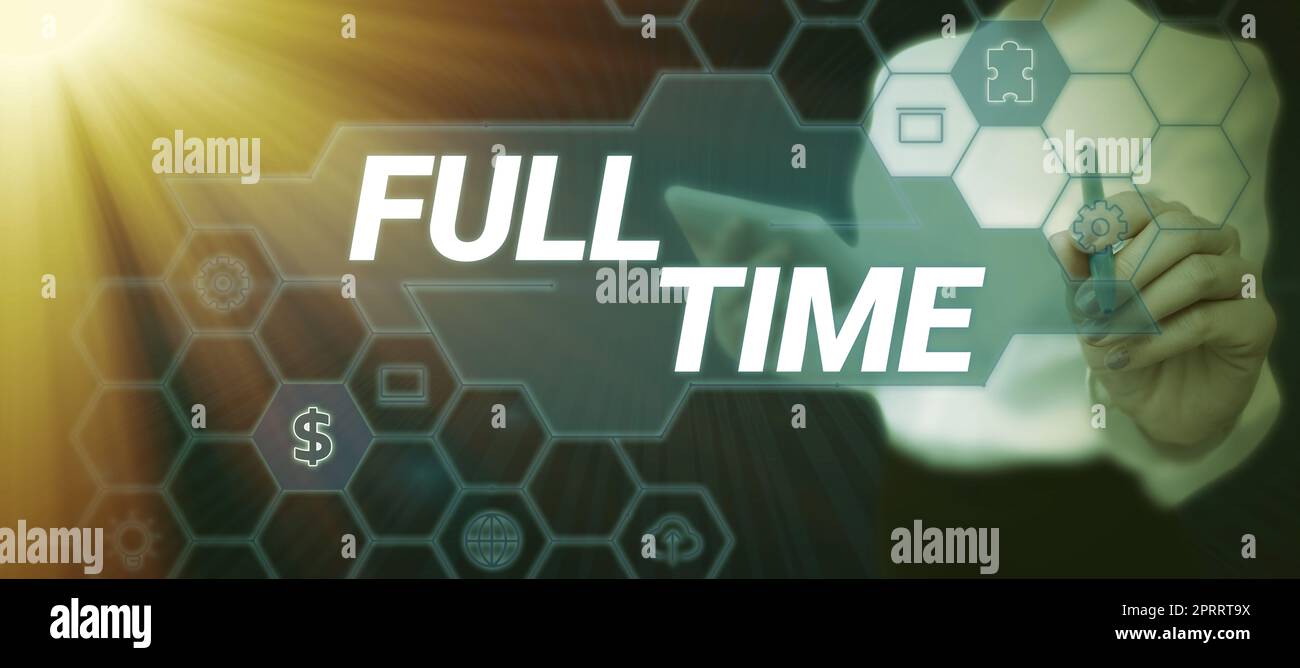 Scrittura a mano del testo a tempo pieno. Lavoro concettuale fotografico o di funzionamento il numero consueto di ore in un giorno Foto Stock