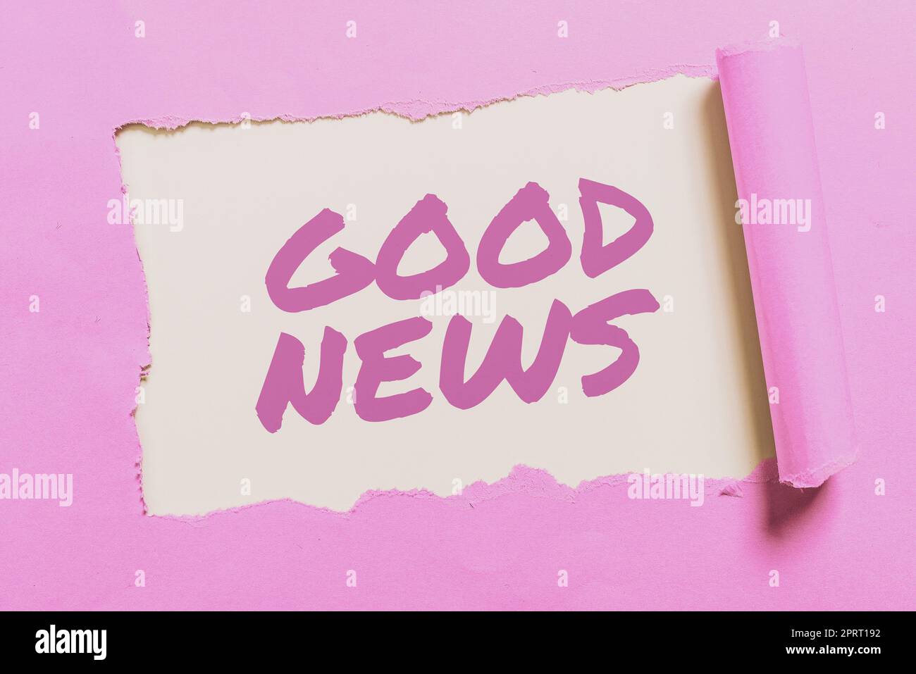 Visualizzazione concettuale buone notizie. Parola per qualcuno o qualcosa di positivo, incoraggiante, edificante, o desiderabile Foto Stock