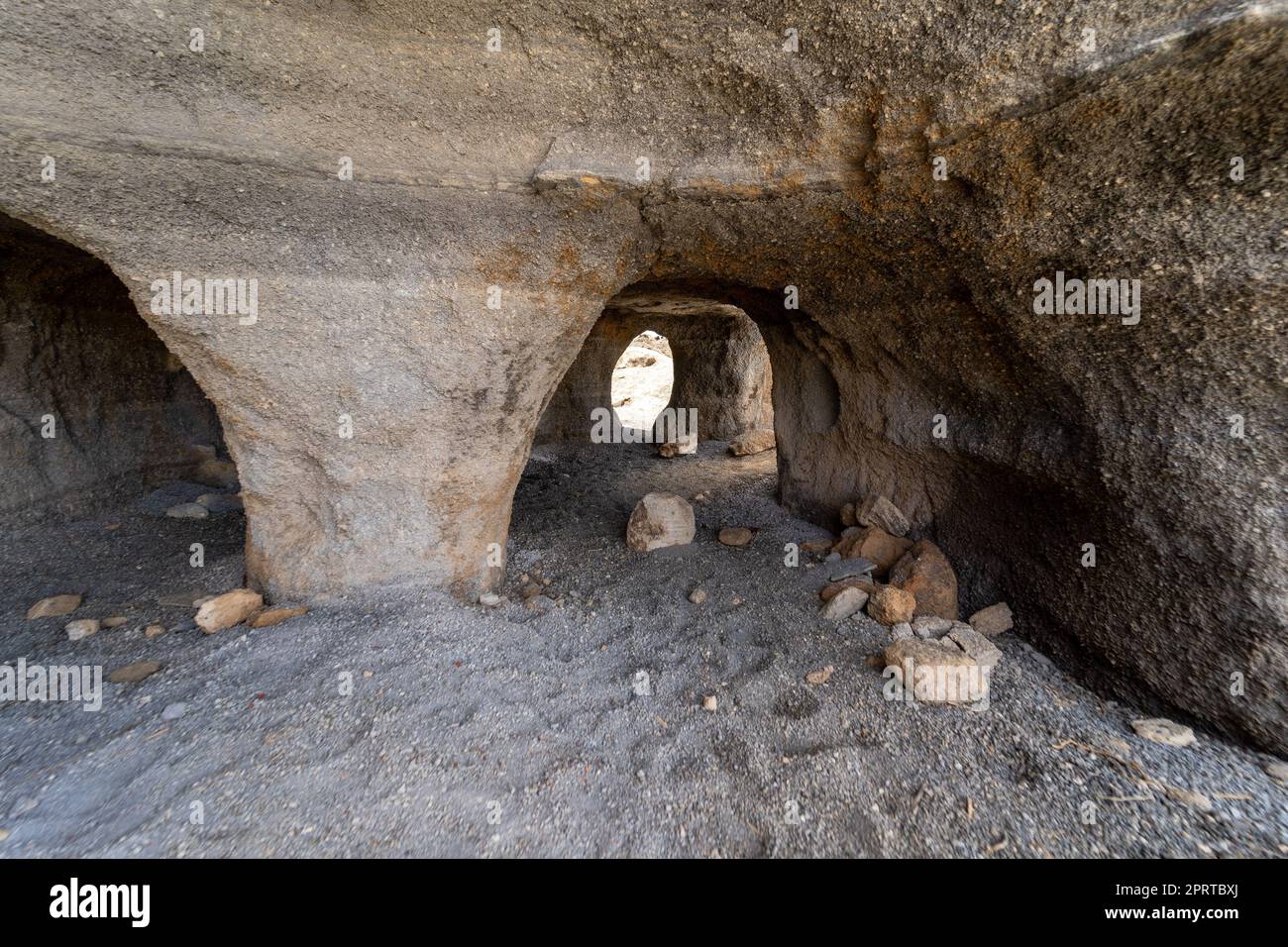 Tipico paesaggio naturale di Lanzarote. Un luogo chiamato Città stratificata. Isole Canarie. Spagna. Foto Stock