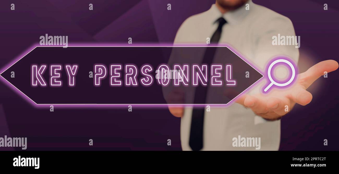 Didascalia concettuale personale chiave. Direttori del programma di idea di affari Direttori principali del progetto dello sperimentatore Foto Stock