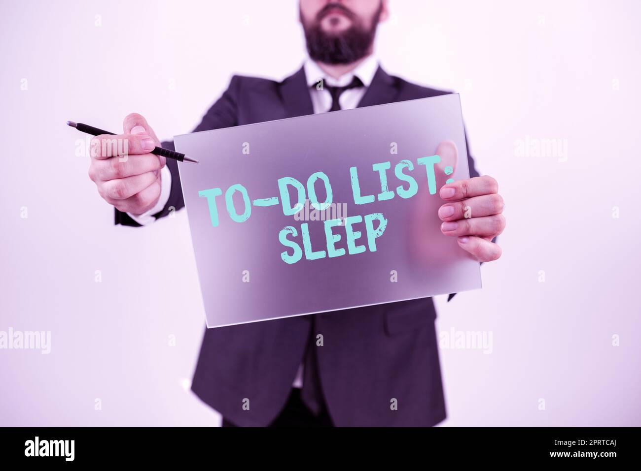 La didascalia di testo che presenta SleepThings To Do List (SleepThings To Do List To Be Done) oggetto prioritario consiste nel prendersi una pausa. Concetto aziendale cose da fare l'obiettivo prioritario è riposarsi Foto Stock