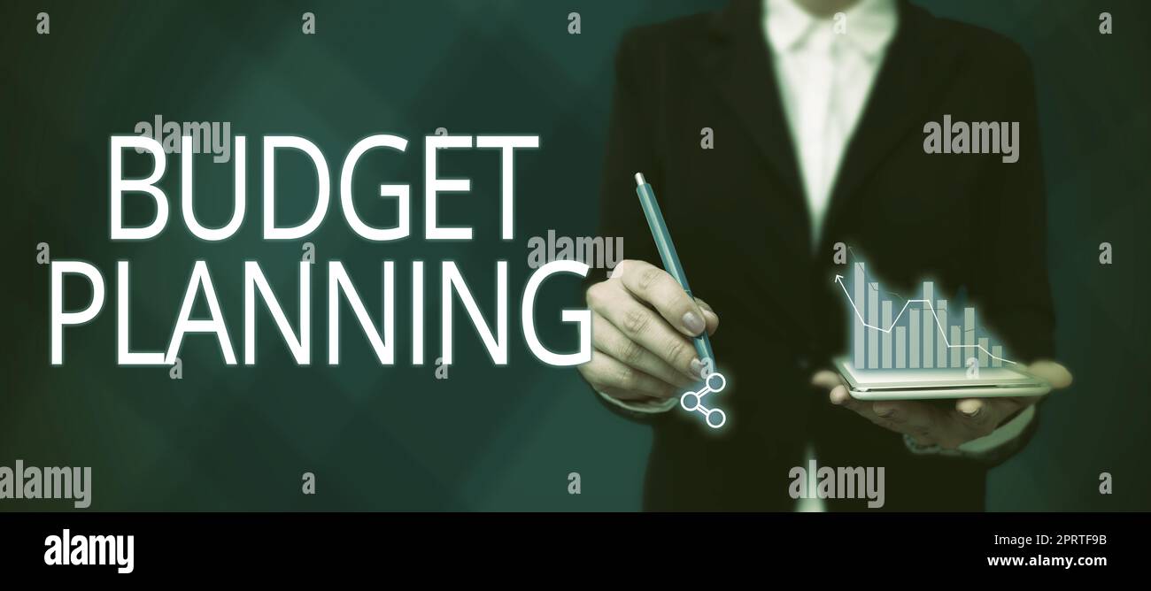 Pianificazione del budget di visualizzazione concettuale la descrizione scritta delle spese correnti e future. Internet Concept la descrizione scritta delle spese correnti e future Foto Stock