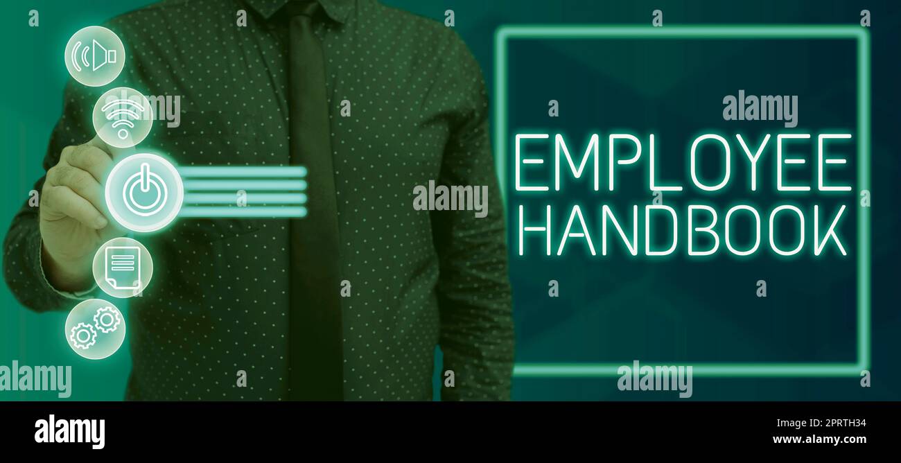 Manuale per i dipendenti con didascalia concettuale che contiene le procedure operative dell'azienda. Documento sull'approccio aziendale che contiene le procedure operative dell'azienda Foto Stock