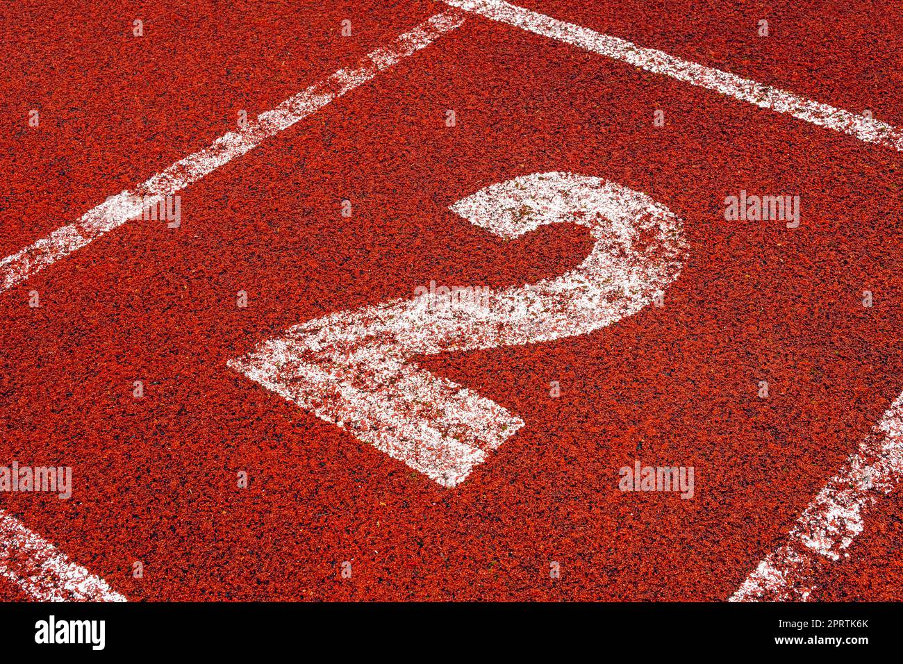 Il numero 2 al punto di inizio della traccia Foto Stock